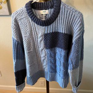 Aerie Blue Colorblock Knit Pullover Sweater